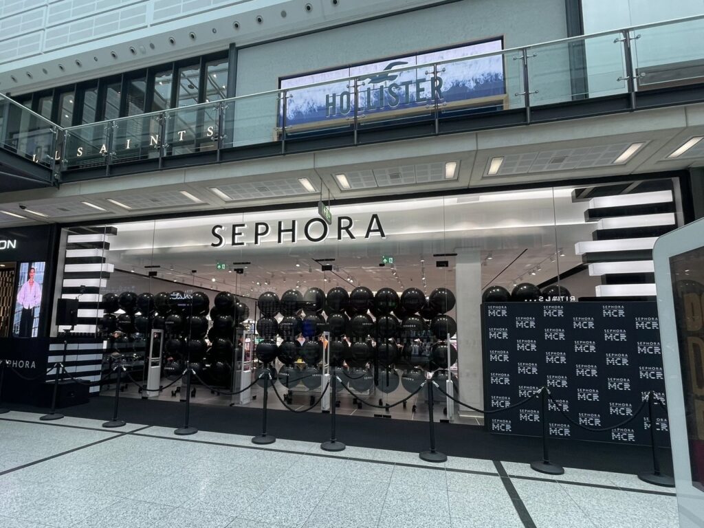 Sephora external image of the Sephora store inside Manchester Arndale